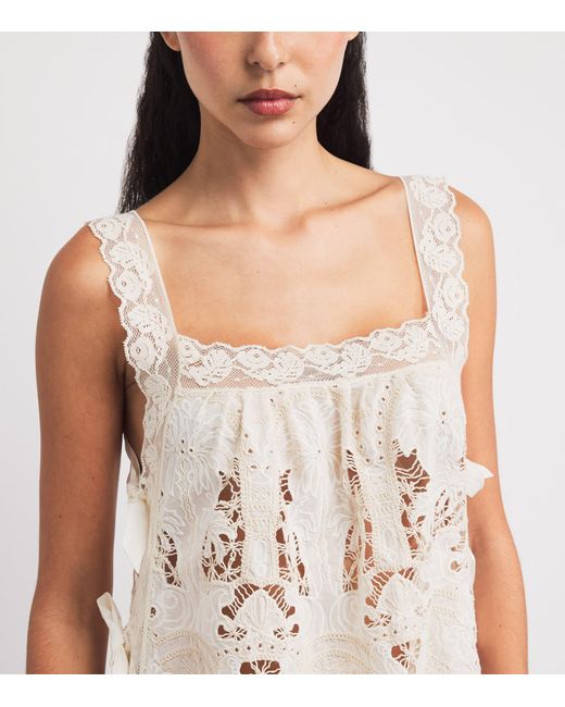 Loretta Caponi White Cotton Fiocchini Nightdress