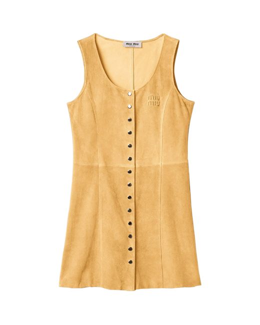 Miu Miu Yellow Suede Mini Dress