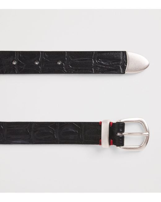 Eleventy Black Leather Belt for men