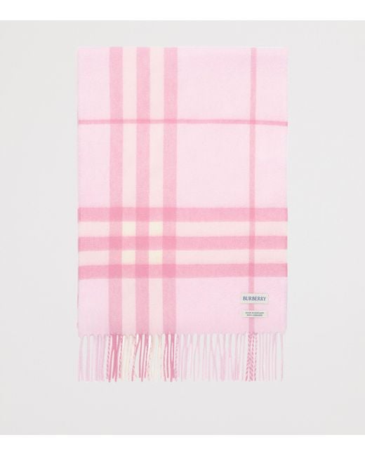 Burberry Pink Cashmere Check Scarf
