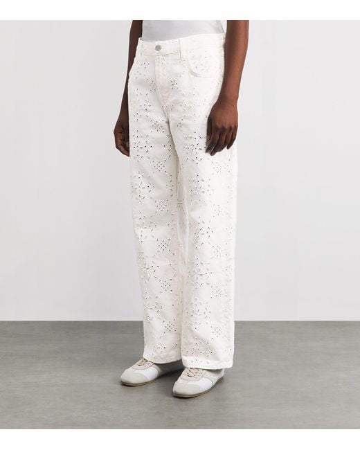 Citizens of Humanity White Eyelet Lindz Easy Straight Jeans