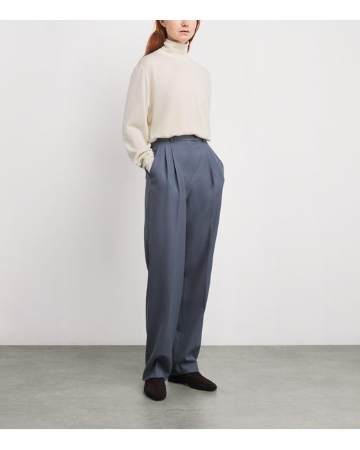 The Row White Nabari Cashmere Rollneck Sweater