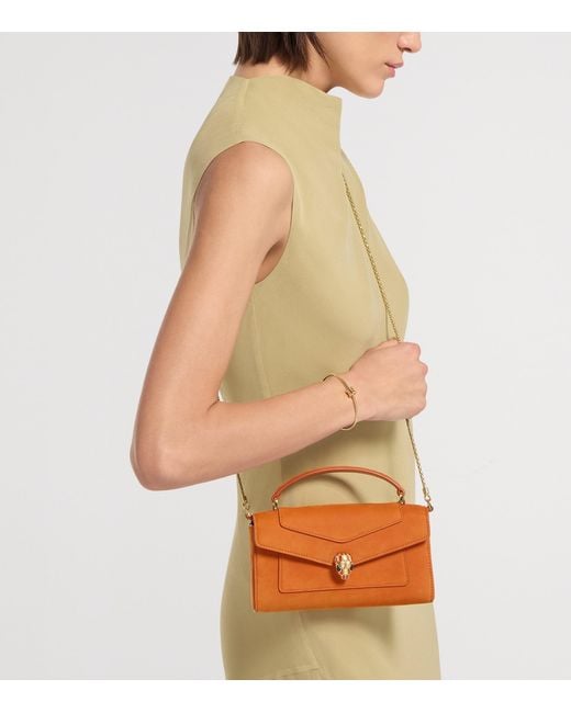 BVLGARI Orange Nubuck Serpenti Forever Phone Pouch