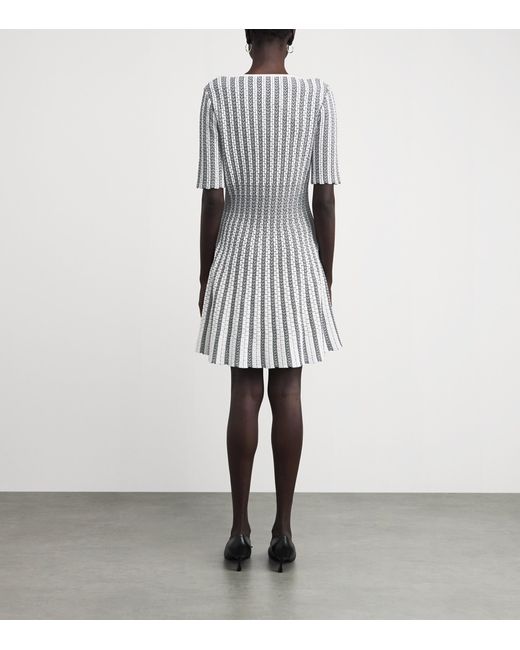 Valentino Gray Knitted Stripe Mini Dress