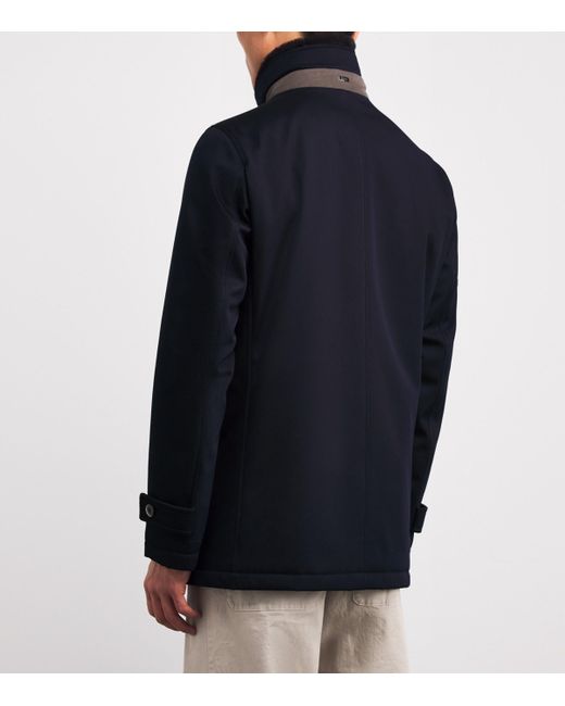 Herno Men's Blue Wool Car Coat