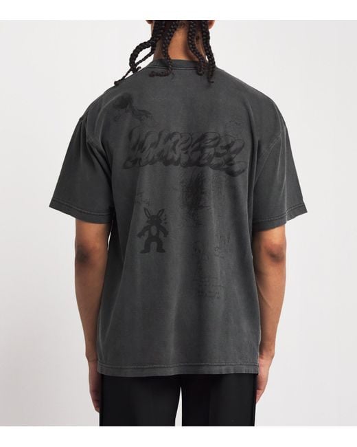DOMREBEL Black Cotton Teddy Print Kiss T-Shirt for men
