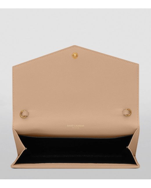 Saint Laurent Natural Small Envelope Monogram Matelassé Leather Shoulder Bag