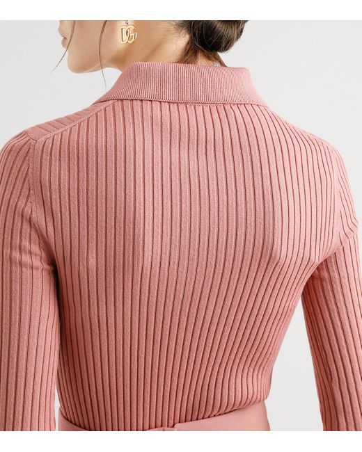 Dolce & Gabbana Pink Ribbed Polo-Neck Sweater