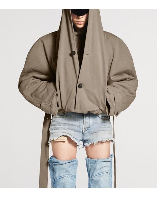 Balenciaga Brown Flipped Hooded Trench Coat