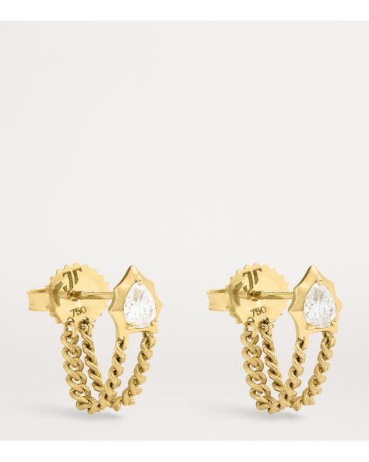 Jade Trau Metallic And Diamond Envoy Chain Loop Earrings