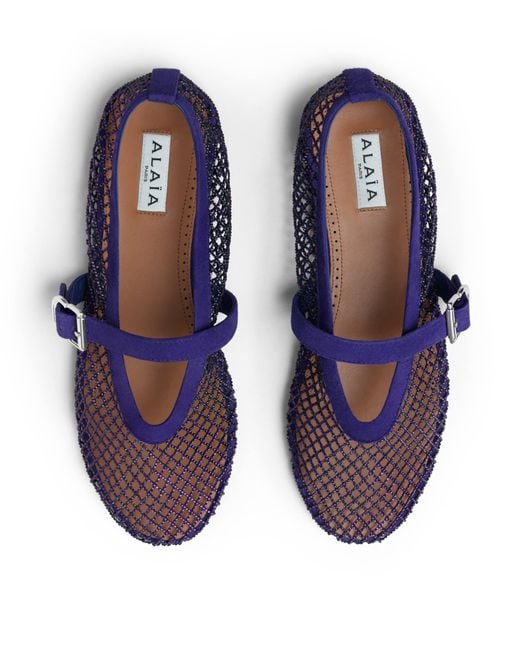 Alaïa Blue Mesh Ballet Flats