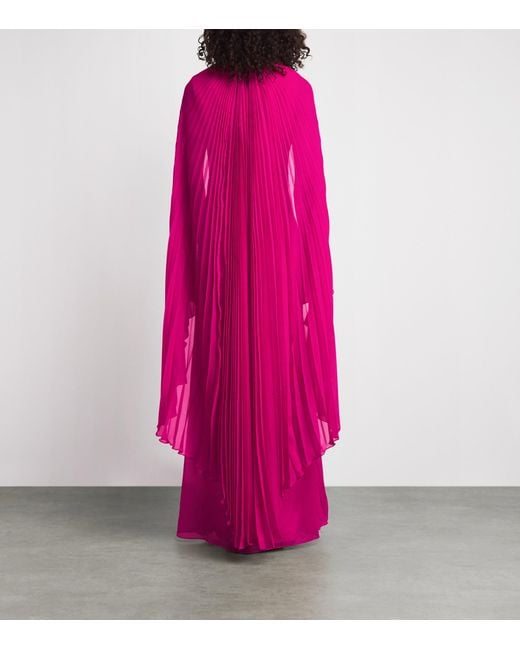 Gaurav Gupta Pink Pleated Cape Freya Gown