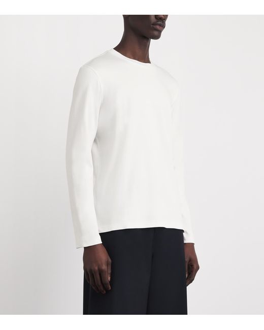 Brioni White Sea Island Cotton Long-Sleeve T-Shirt for men