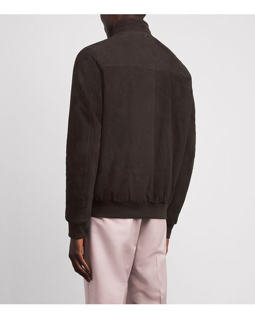 Herno Black Suede Bomber Jacket for men