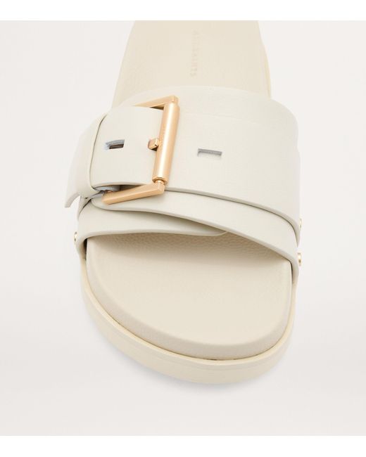 AllSaints White Leather Ellie Studded Slides