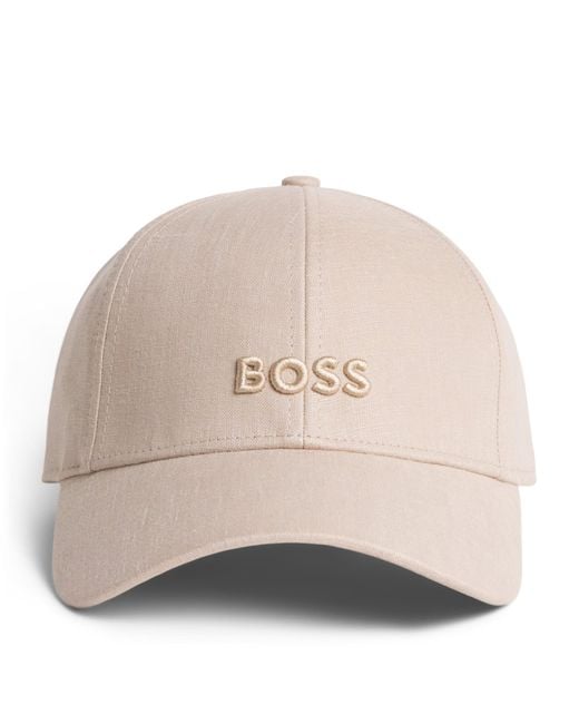 Boss Natural Linen Logo Baseball Cap for men