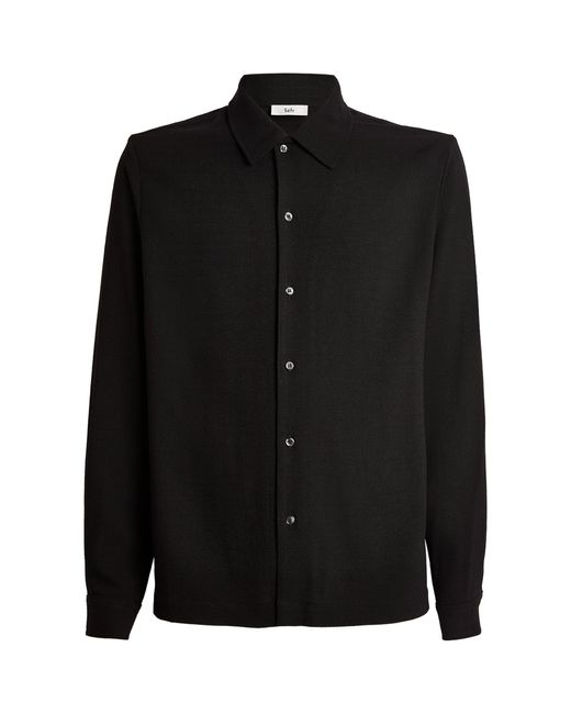 Séfr Black Wool-blend Crepe Shirt for men