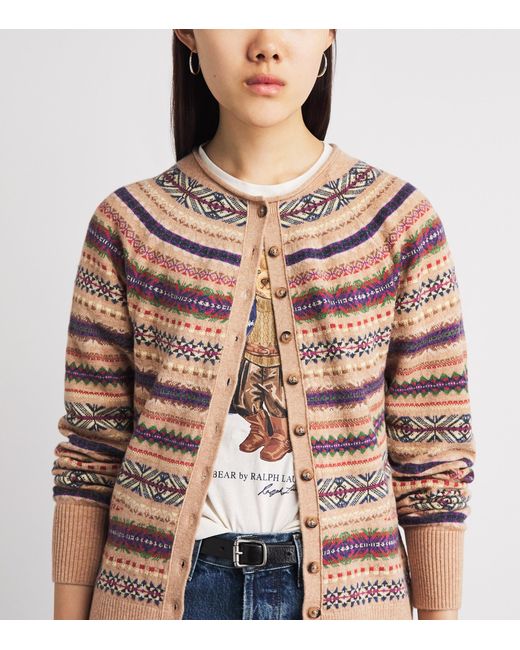 Polo Ralph Lauren Pink Wool-Blend Fair Isle Cardigan