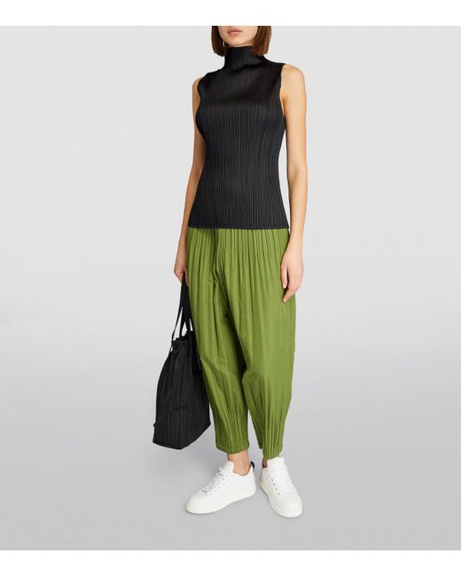 Pleats Please Issey Miyake Black Sleeveless Basics Top