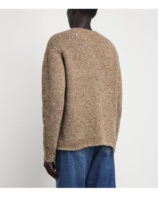 Auralee Brown Wool Tweed Sweater for men