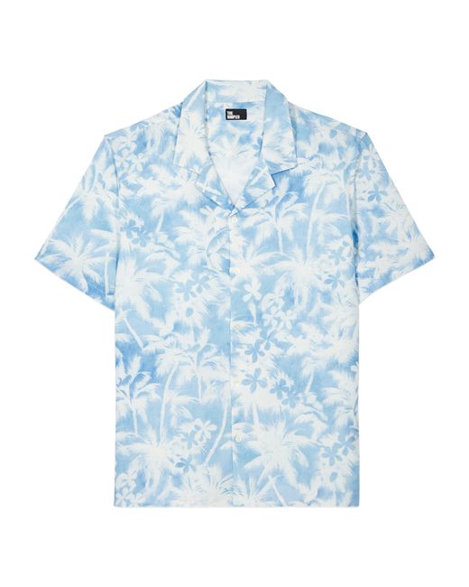 The Kooples Blue Palm Tree Print Short-sleeve Shirt for men