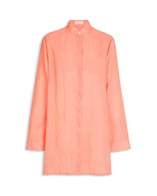 Alaïa Pink Cotton-Linen Tie Detail Shirt