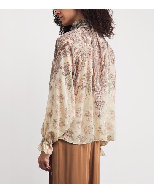 Etro Natural Silk-Blend Printed Blouse