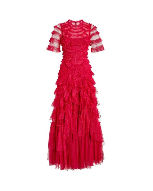 Needle & Thread Red Ruffled Marilla Gown