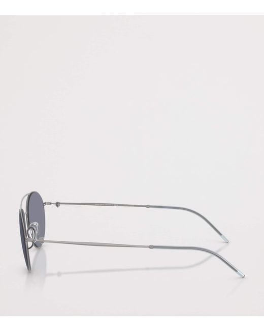 Giorgio Armani Gray Metal Round Sunglasses for men