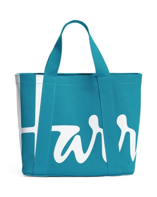 Harrods Blue Mini Cotton Logo Tote Bag