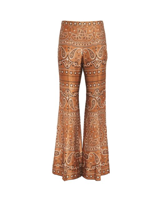 Sandro Brown Bandana Print Flared Trousers