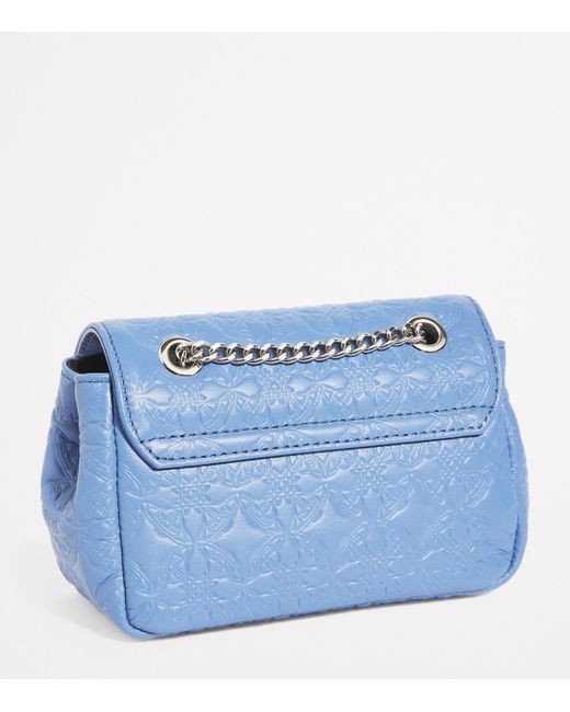 Vivienne Westwood Blue Small Embossed Leather Shoulder Bag