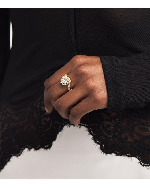 Sophie Bille Brahe Metallic And Diamond Plateau Ring