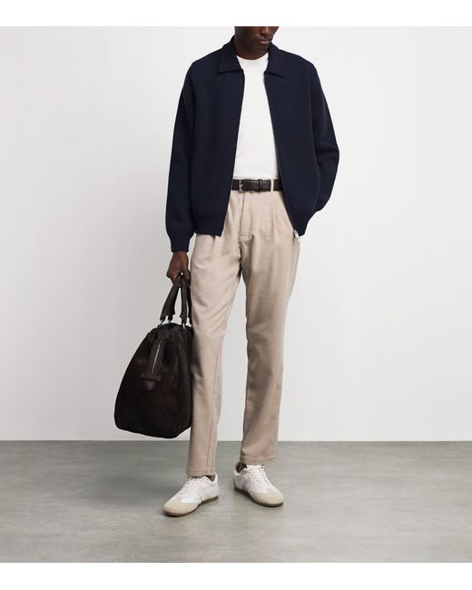 Lardini Blue Wool-Blend Zip-Up Overshirt for men