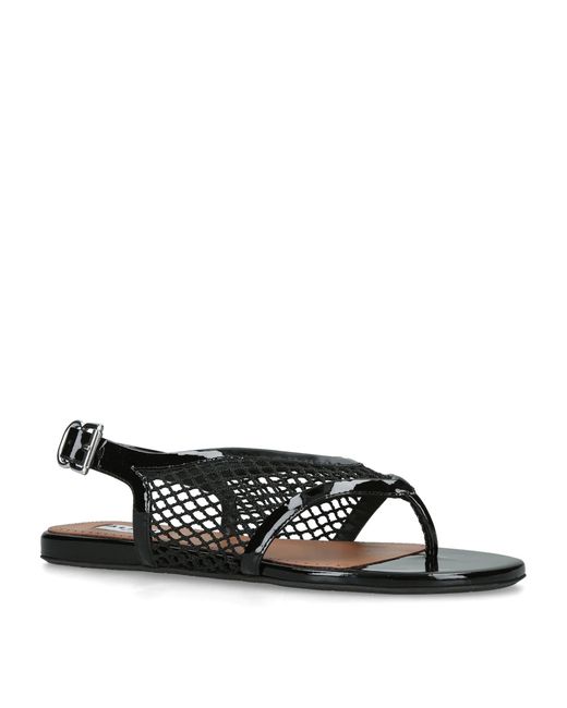 Alaïa Black Patent Leather Fishnet Sandals