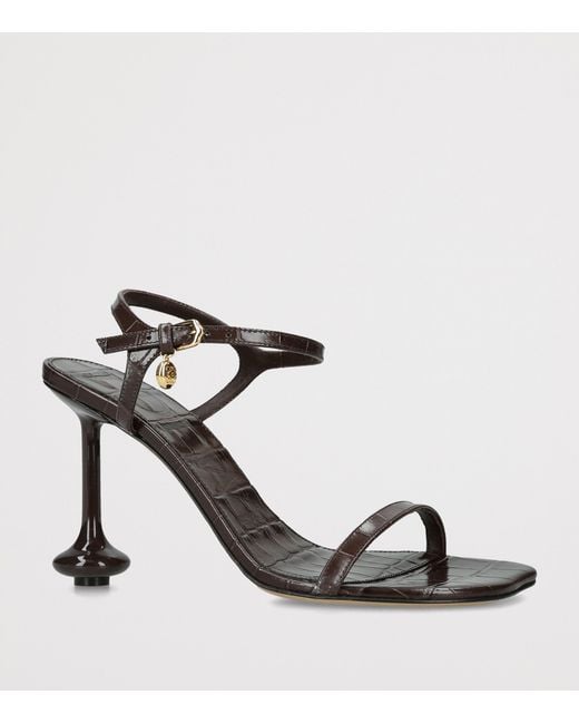 Loewe Brown Croc-Embossed Leather Toy Heeled Sandals 90