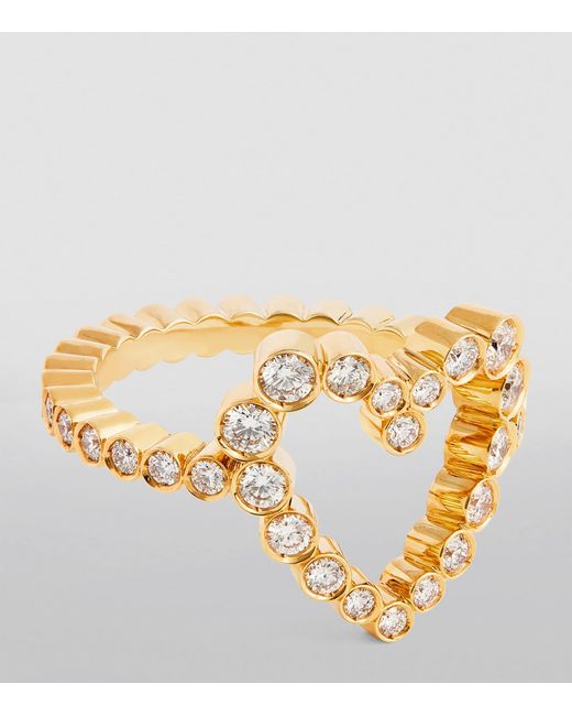 Sophie Bille Brahe Metallic And Diamond Ensemble Heart Ring