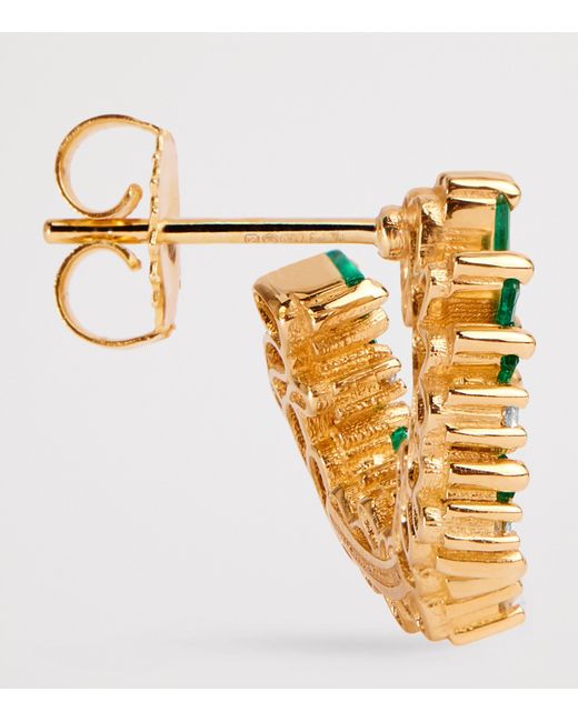 Suzanne Kalan Green Emerald And Diamond Frenzy Spiral Earrings