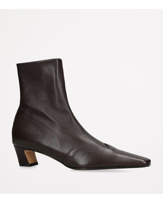 Khaite Brown Leather Nevada Ankle Boots 40