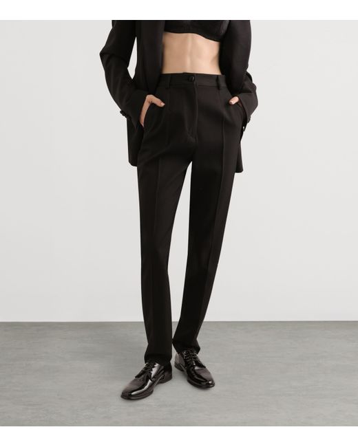 Dolce & Gabbana Black Virgin Wool-Blend Tuxedo Trousers