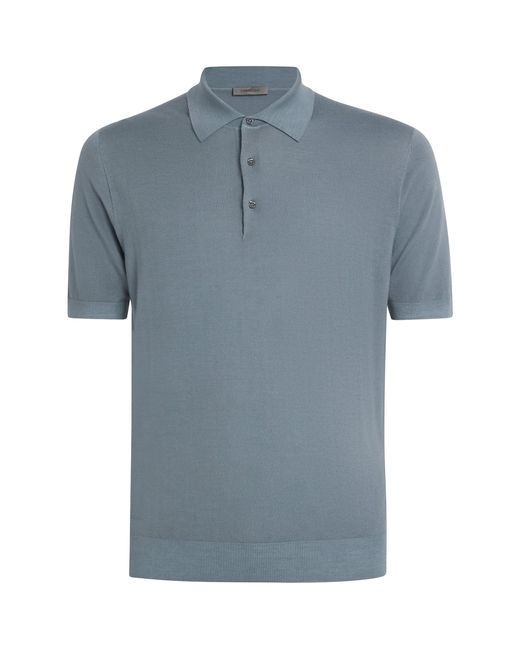 Corneliani Blue Virgin Wool Polo Shirt for men