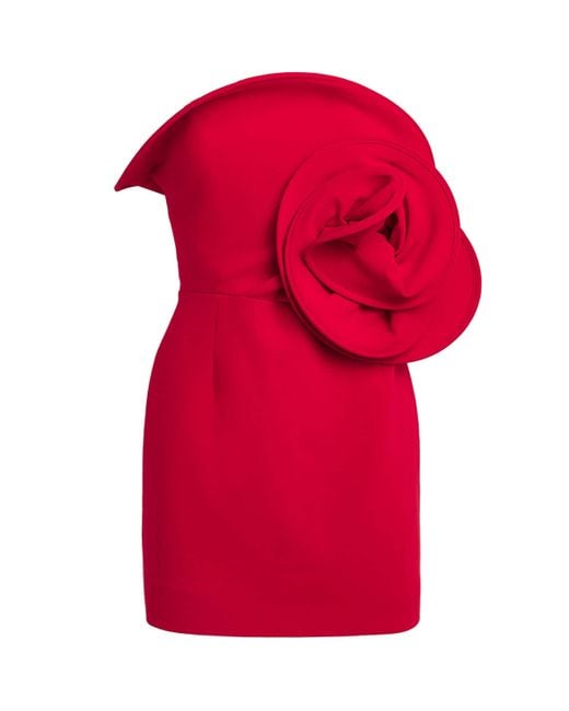 Magda Butrym Red Wool Rose-Appliqué Mini Dress