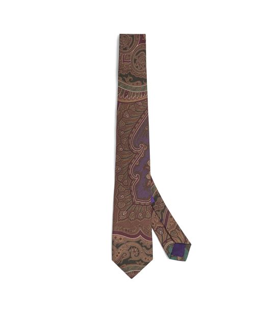 Ralph Lauren Purple Label Brown Cashmere-silk Paisley Tie for men