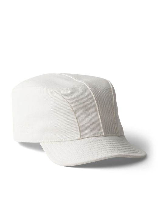 Prada White Cotton Drill Baseball Cap