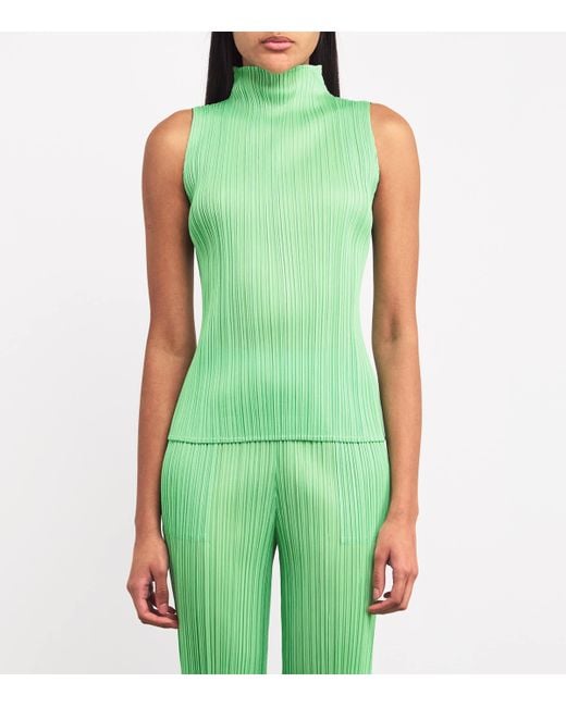 Pleats Please Issey Miyake Green New Colorful Basics 4 Sleeveless Top