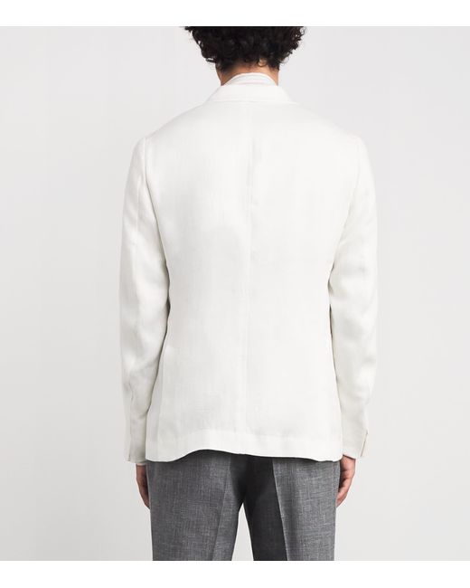 Isaia White Linen Capri Blazer for men