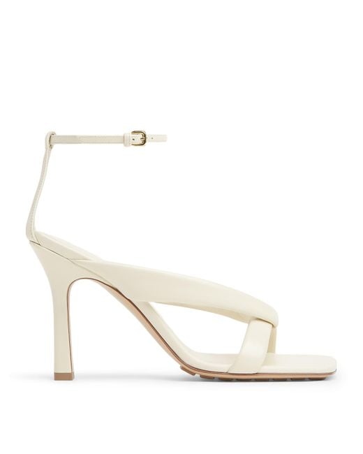 Bottega Veneta White Calfskin Riva Heeled Sandals 90