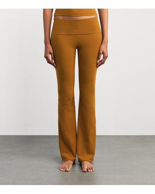 Skims Brown Cotton Jersey Foldover Trousers