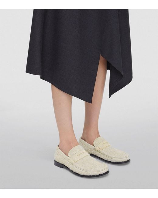 Loewe White Brushed Suede Campo Loafers