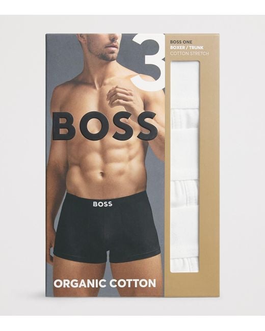 Boss White Organic Cotton Stretch Boxers for men